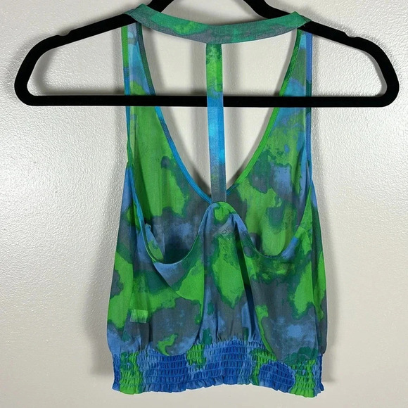 Bebe Colorful Blue and Green Crop Top - Picture 4 of 6